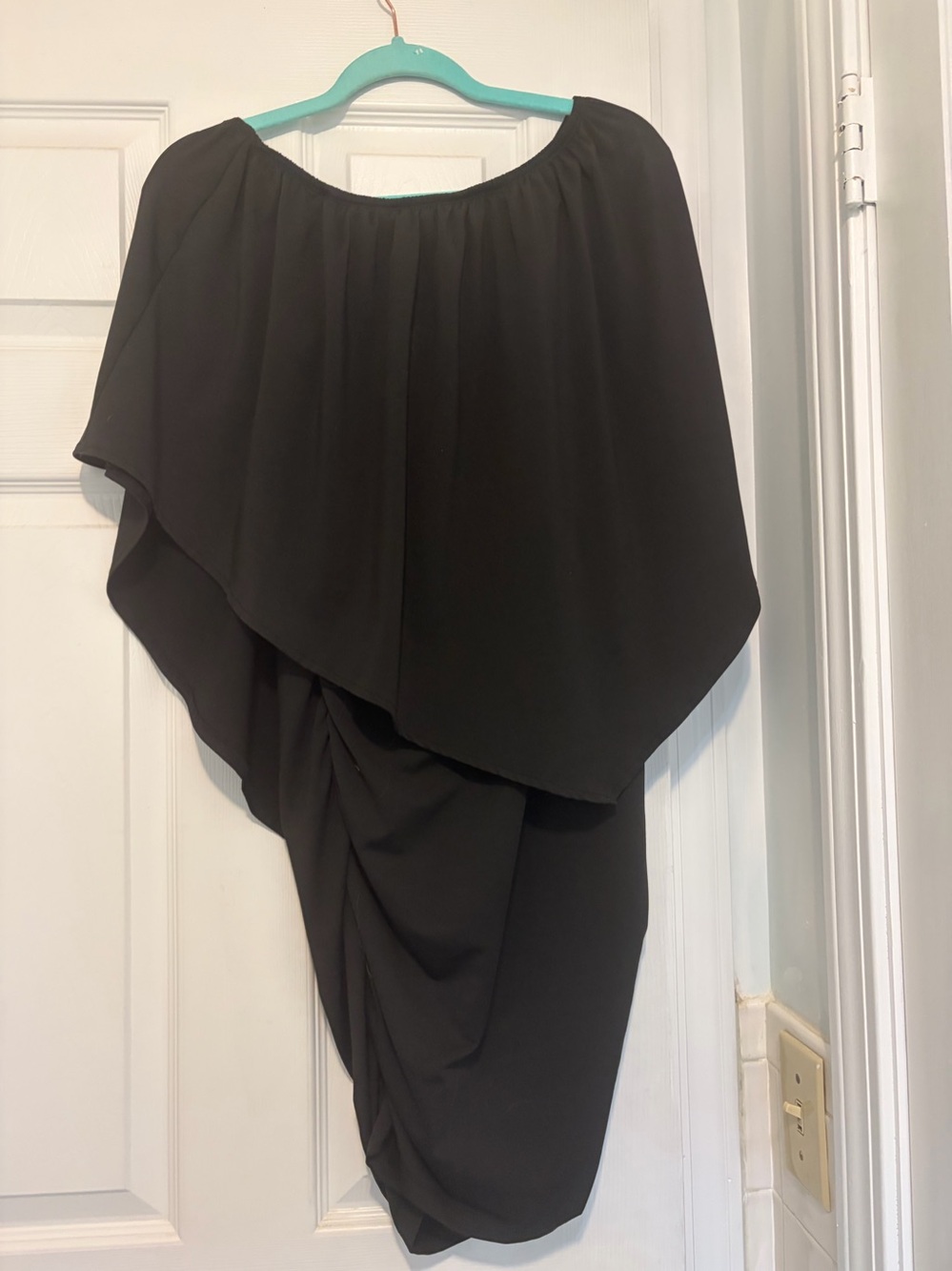 Black Draped Asymmetric Women's Skirt